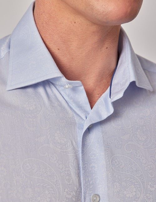 Light Blue Jacquard Paisley Slim Curtis Shirt-preview
