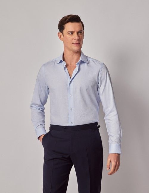 Light Blue Jacquard Paisley Slim Curtis Shirt