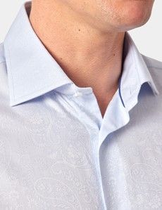 Slim Fit Light Blue Jacquard Paisley Curtis Shirt