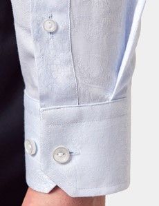 Slim Fit Light Blue Jacquard Paisley Curtis Shirt