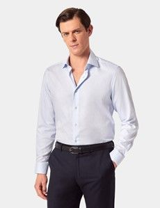 Slim Fit Light Blue Jacquard Paisley Curtis Shirt