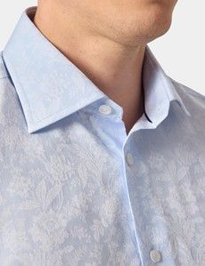 Slim Fit Light Blue Jacquard Floral Curtis Shirt