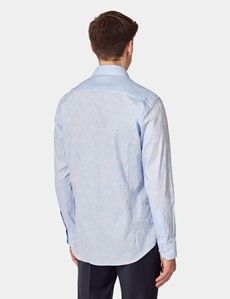 Slim Fit Light Blue Jacquard Floral Curtis Shirt