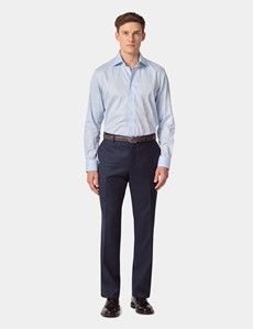 Slim Fit Light Blue Jacquard Floral Curtis Shirt