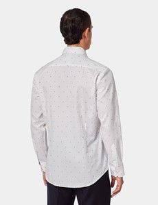 Slim Fit White & Blue Dobby Spot Curtis Shirt