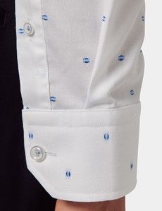 Slim Fit White & Blue Dobby Spot Curtis Shirt