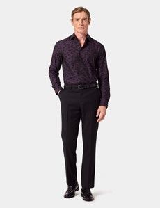Slim Fit Purple & Black Jacquard Curtis Shirt
