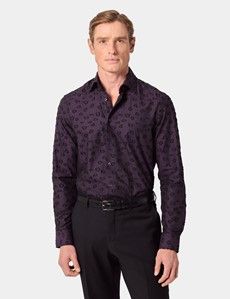 Slim Fit Purple & Black Jacquard Curtis Shirt