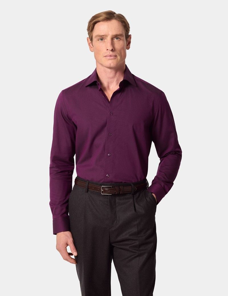 Slim Fit Plum Dobby Curtis Shirt