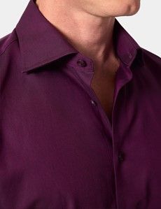Slim Fit Plum Dobby Curtis Shirt