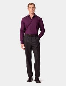 Slim Fit Plum Dobby Curtis Shirt