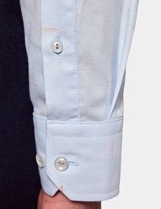 Slim Fit Light Blue Jacquard Geo Curtis Shirt
