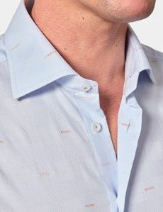 Slim Fit Light Blue Jacquard Geo Curtis Shirt