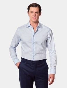 Slim Fit Light Blue Jacquard Geo Curtis Shirt