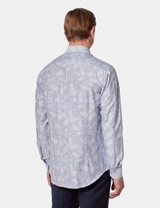 Slim Fit Light Blue Jacquard Stripe Curtis Shirt