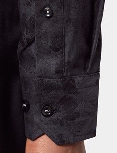 Slim Fit Black & Grey Jacquard Floral Curtis Shirt