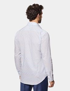 Slim Fit Blue & White Dobby Spot Curtis Shirt