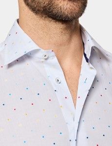 Slim Fit Blue & White Dobby Spot Curtis Shirt