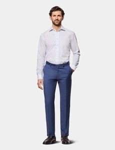 Slim Fit Blue & White Dobby Spot Curtis Shirt