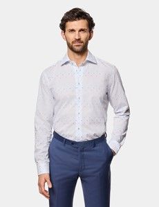 Slim Fit Blue & White Dobby Spot Curtis Shirt