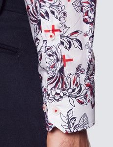 Slim Fit White Floral England Curtis Shirt