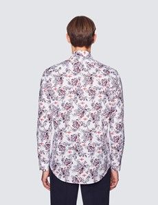 Slim Fit White Floral England Curtis Shirt