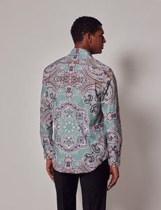 Green & Purple Paisley Slim Shirt-preview4
