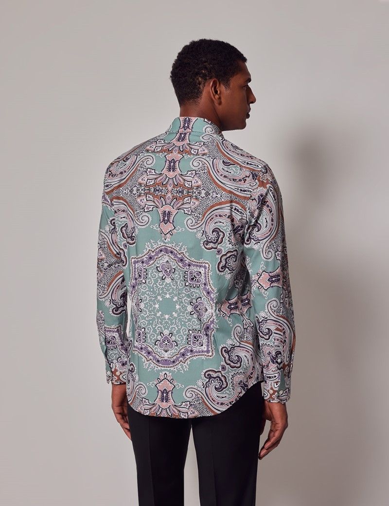 Blue Purple Green Paisley Button Blouse store by Chino’s