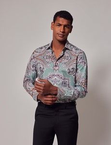 Green & Purple Paisley Slim Shirt-preview2