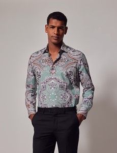 Green & Purple Paisley Slim Shirt-preview5