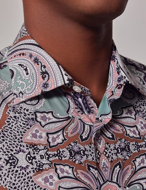 Green & Purple Paisley Slim Shirt-preview