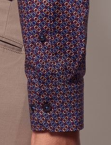 Burgundy & Blue Micro-Chain Slim Shirt-preview3