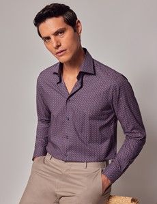 Burgundy & Blue Micro-Chain Slim Shirt
