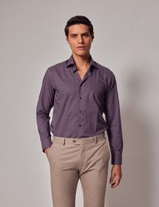 Burgundy & Blue Micro-Chain Slim Shirt-preview2