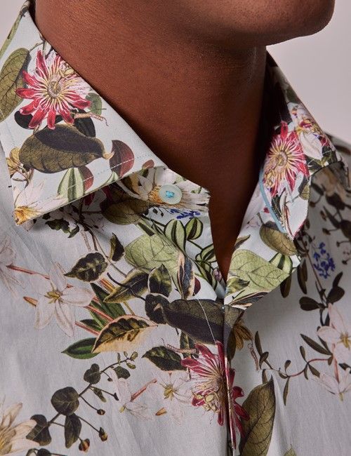 Blue & Green Floral Slim Shirt-preview