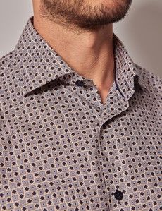 Slim Fit Navy & Cream Geometric Curtis Shirt-preview1