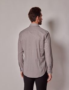 Slim Fit Navy & Cream Geometric Curtis Shirt-preview3