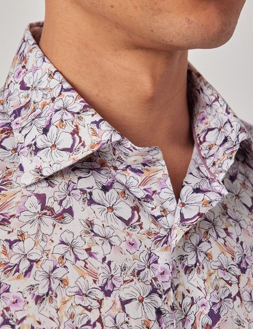 White & Purple Floral Slim Curtis Shirt-preview