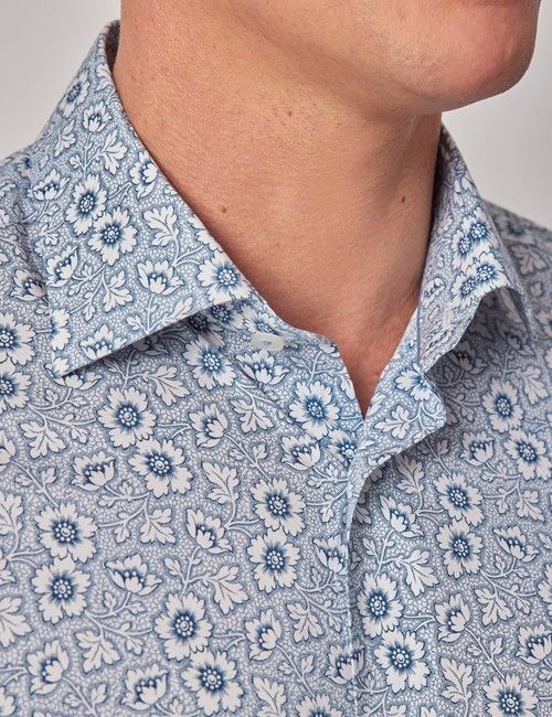 Blue & White Ditsy Floral Slim Curtis Shirt-preview