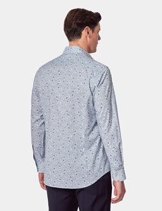 Slim Fit Blue & White Ditsy Floral Curtis Shirt