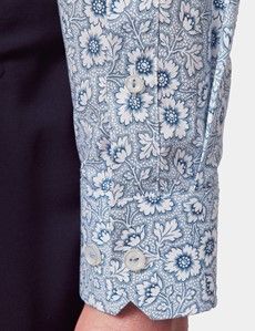 Slim Fit Blue & White Ditsy Floral Curtis Shirt