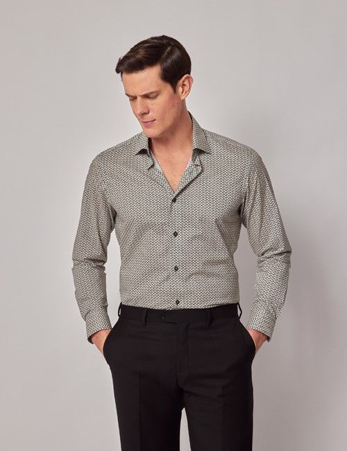 Green & Cream Chain Slim Curtis Shirt