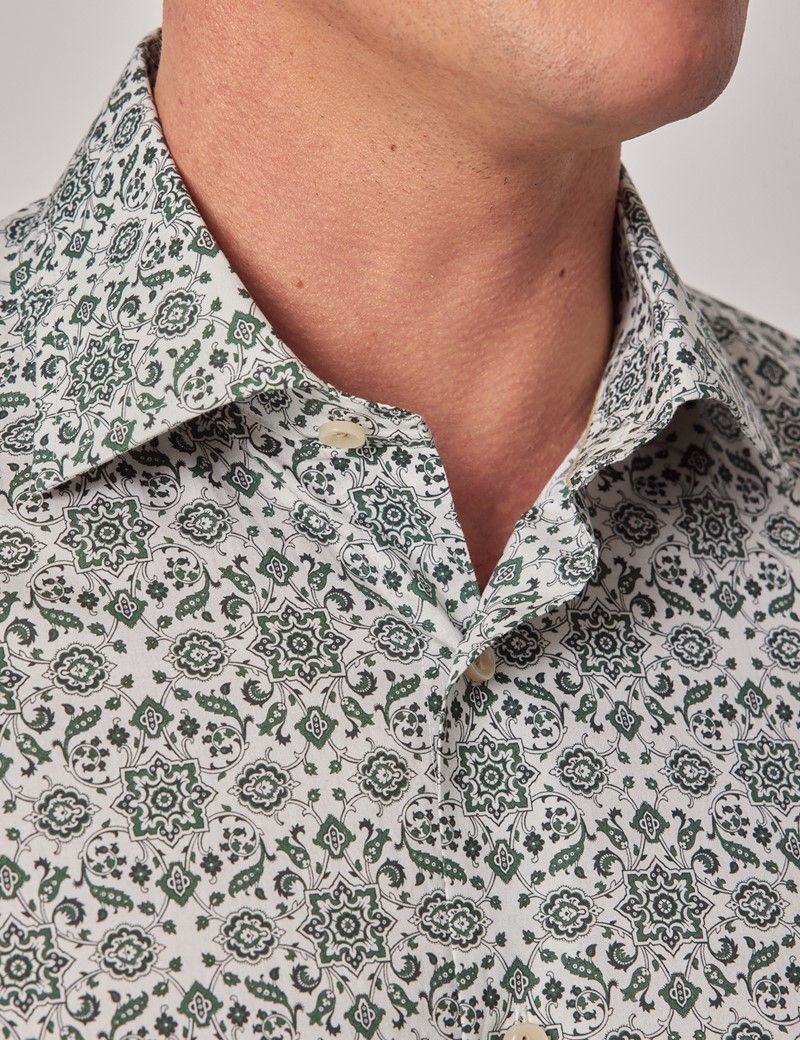 Slim Fit White & Green Abstract Print Curtis Shirt-preview