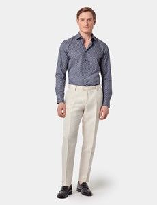 Slim Fit Navy & White Small Geo Curtis Shirt