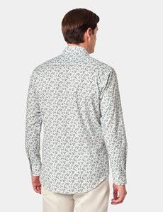 Slim Fit Green & White Ditsy Floral Curtis Shirt