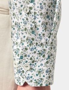 Slim Fit Green & White Ditsy Floral Curtis Shirt