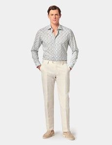 Slim Fit Green & White Ditsy Floral Curtis Shirt