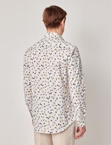 Cream & Purple Pressed Flowers Slim Curtis Shirt-preview2
