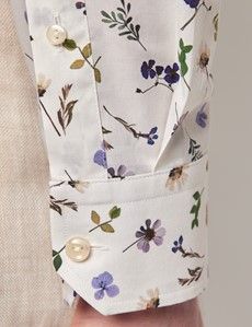Cream & Purple Pressed Flowers Slim Curtis Shirt-preview3