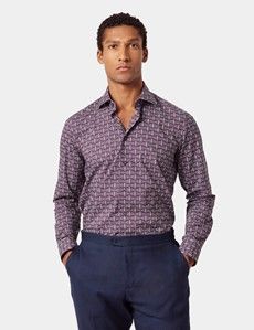 Slim Fit Wine & Pink Geo Chains Curtis Shirt